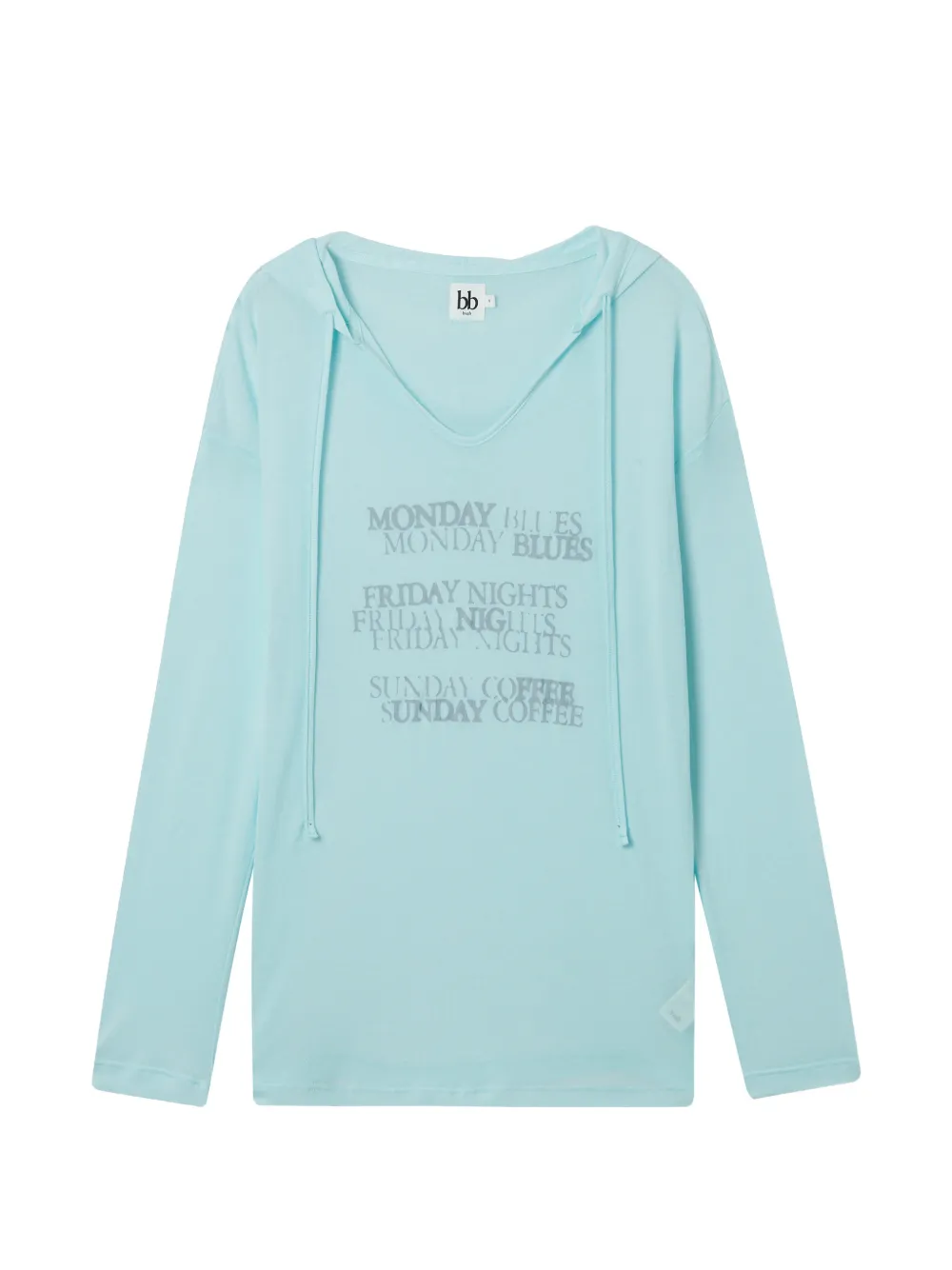 b+ab 슬로건 프린트 후디 | 블루 | Image 1