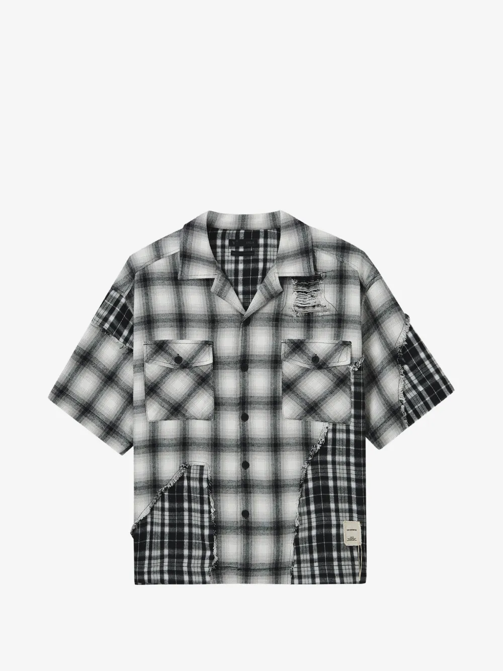 FIVE CM check patch shirt | Black | Image 1