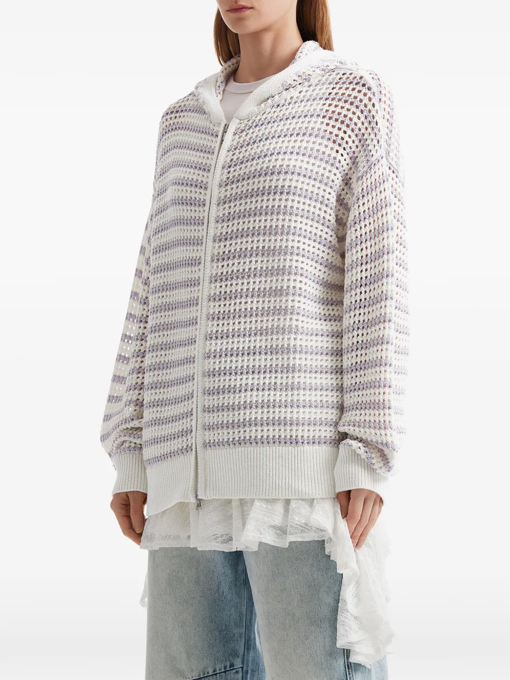 tout a coup Gestreepte hoodie Wit