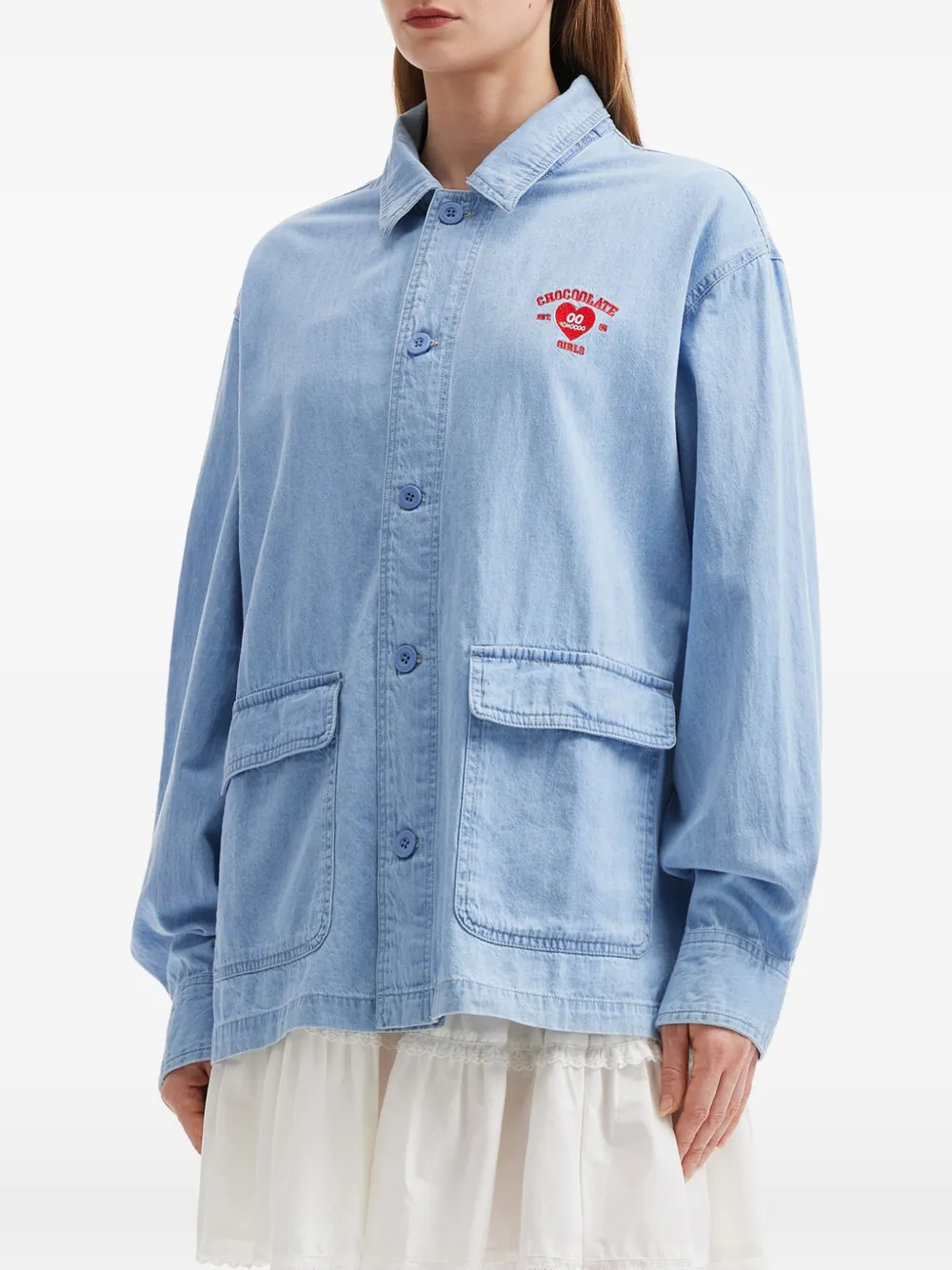CHOCOOLATE Button-up denim blouse Blauw