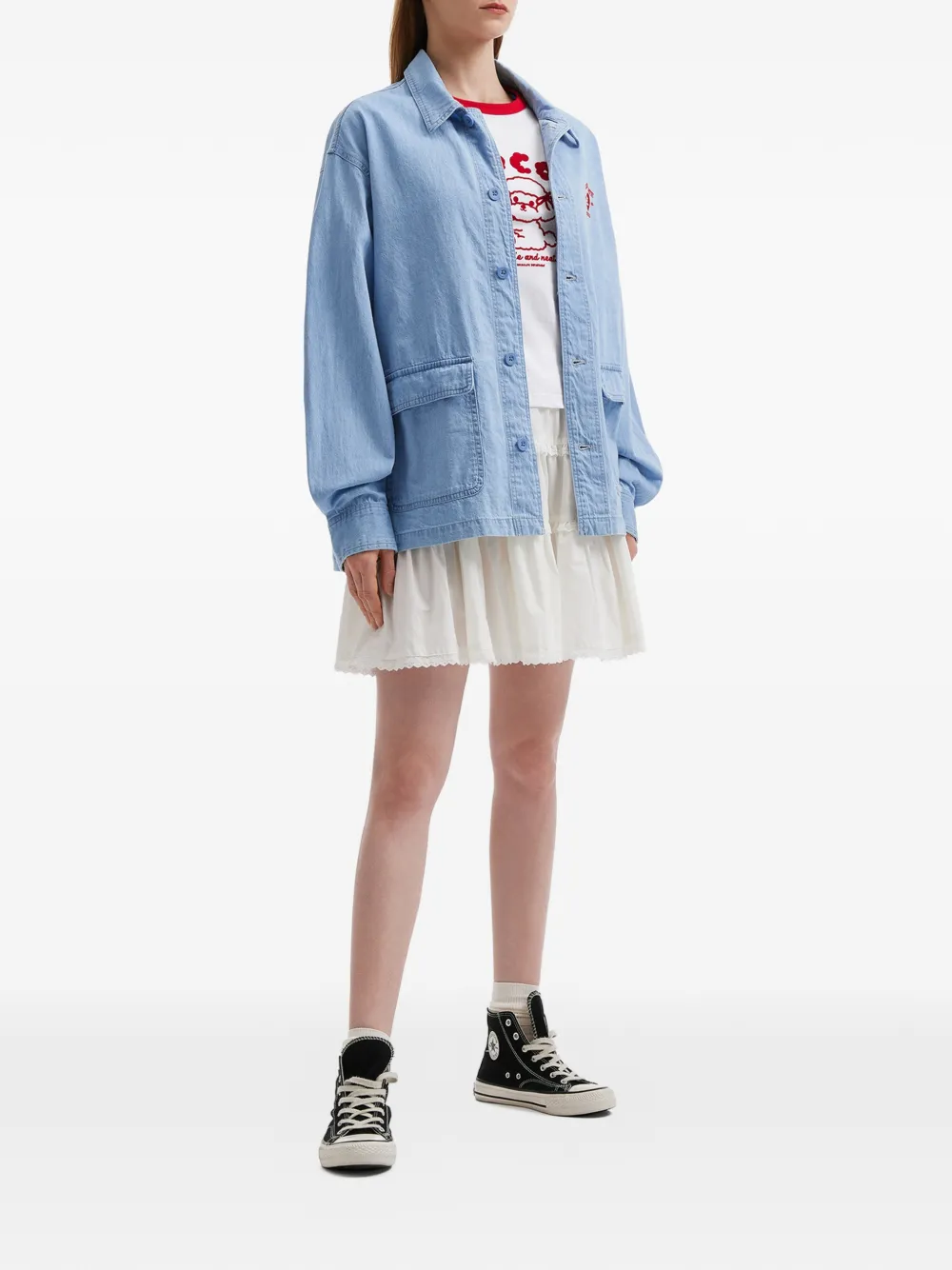 CHOCOOLATE Button-up denim blouse Blauw