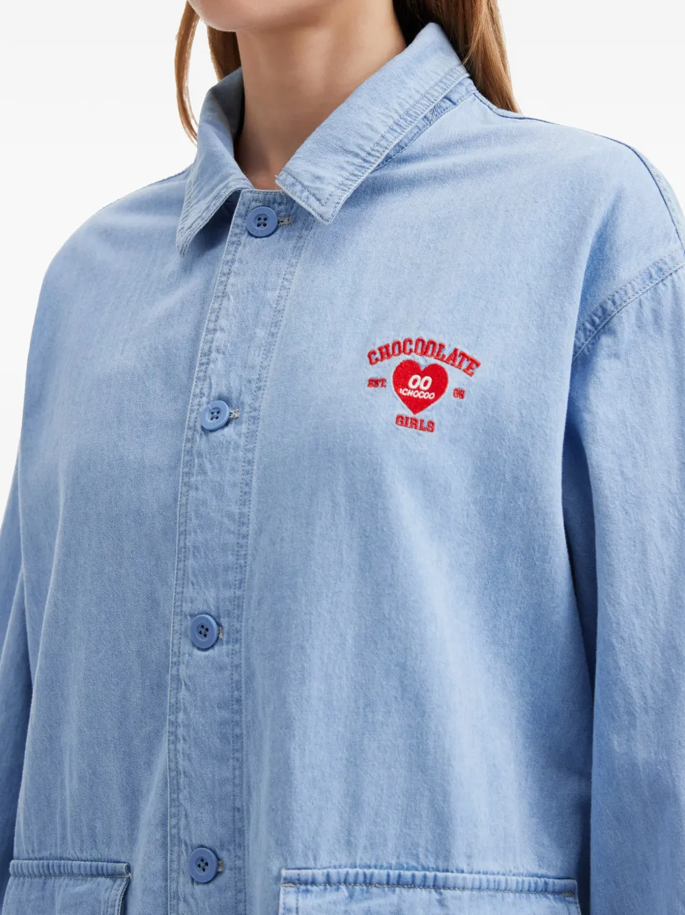 CHOCOOLATE Button-up denim blouse Blauw
