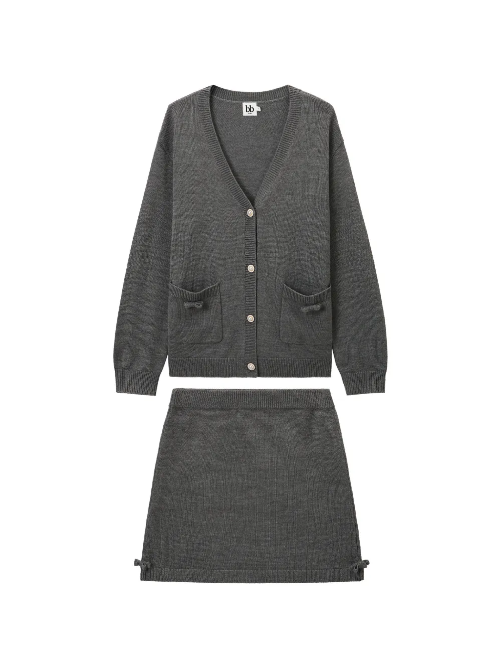 b+ab Set gonna con fiocco - Grigio