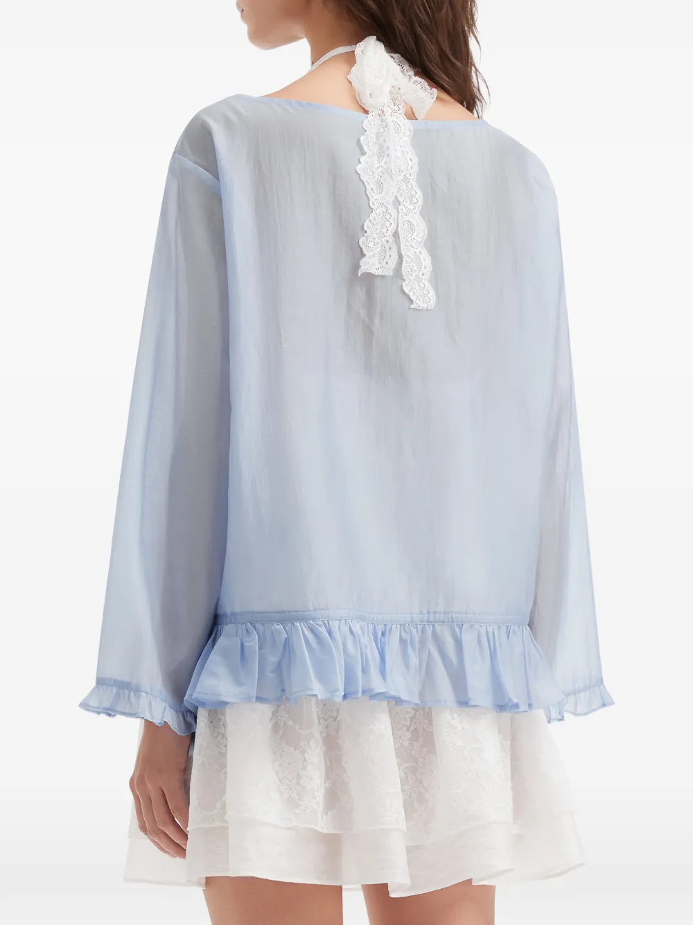 b+ab Playsuit met ruches en kant Wit