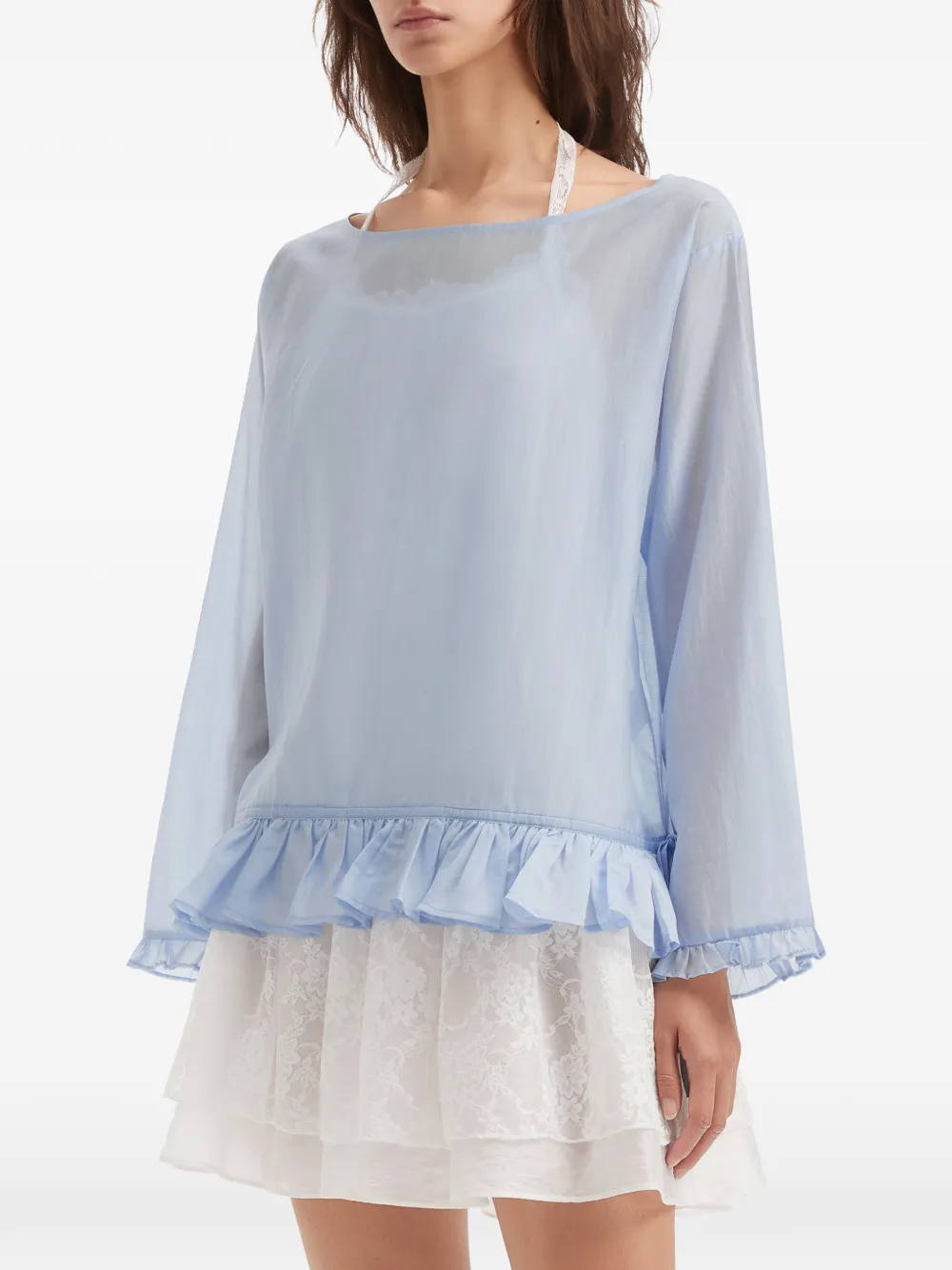 b+ab Playsuit met ruches en kant Wit