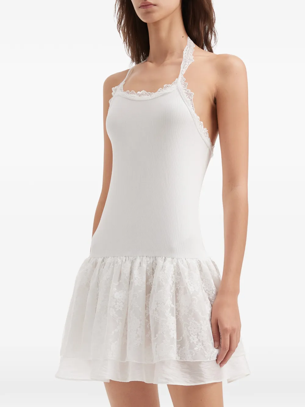 b+ab Playsuit met ruches en kant Wit