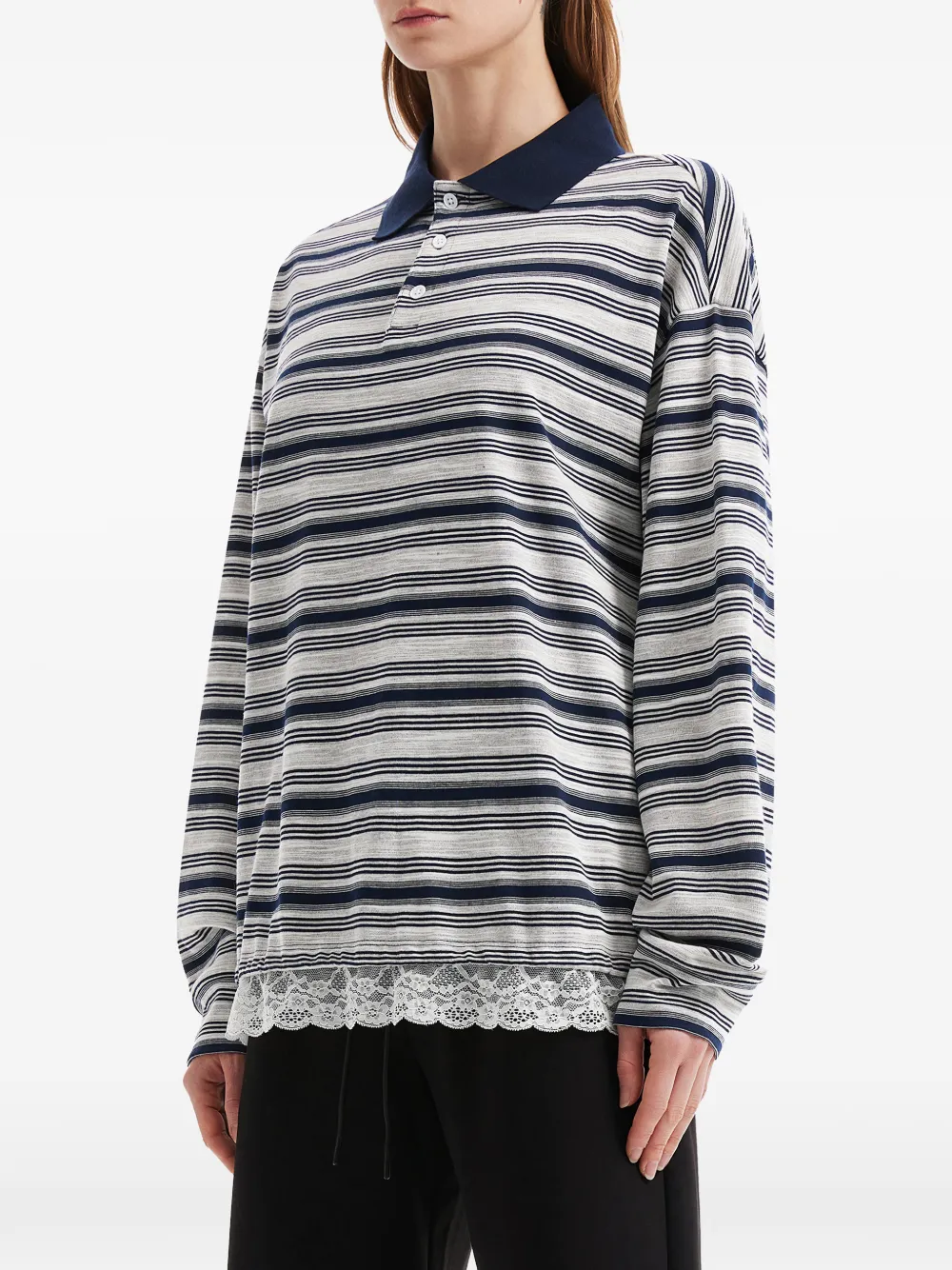 tout a coup Gestreepte polotop met lange mouwen Wit