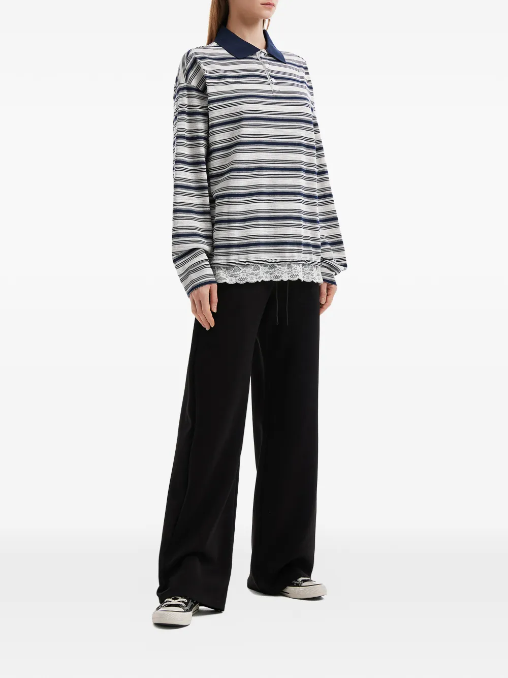 tout a coup Gestreepte polotop met lange mouwen Wit