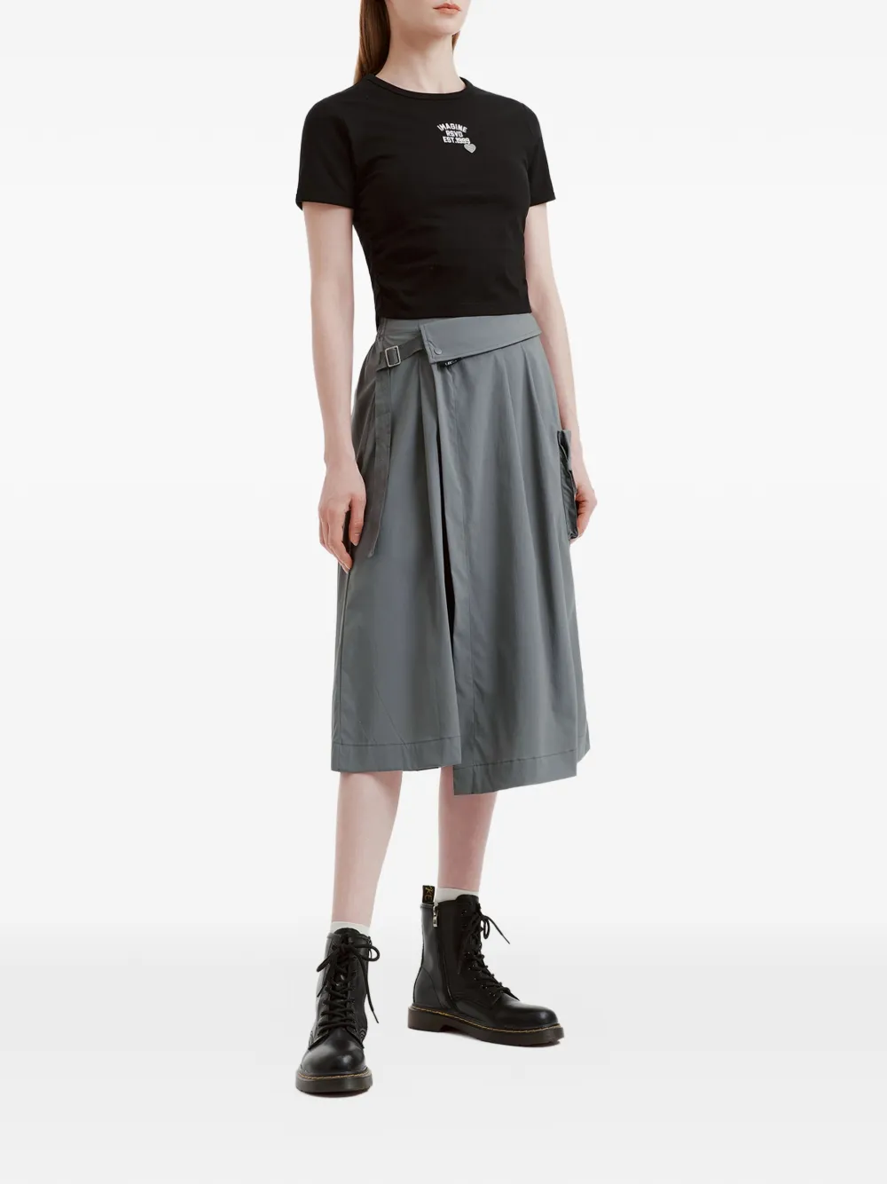 izzue Midi-rok met gesp Grijs