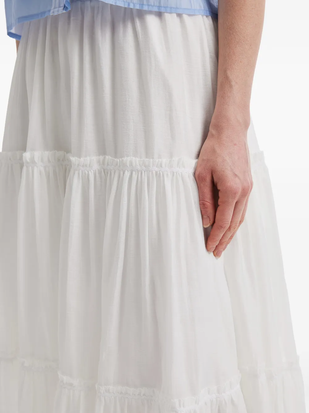 tout a coup Midi-rok met elastische taille Wit