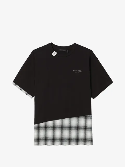 FIVE CM plaid-panel T-shirt