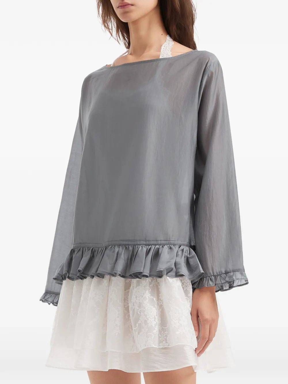 b+ab Playsuit met ruches Wit
