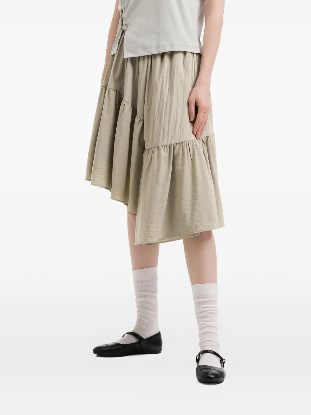 b+ab Rok met ruches Beige