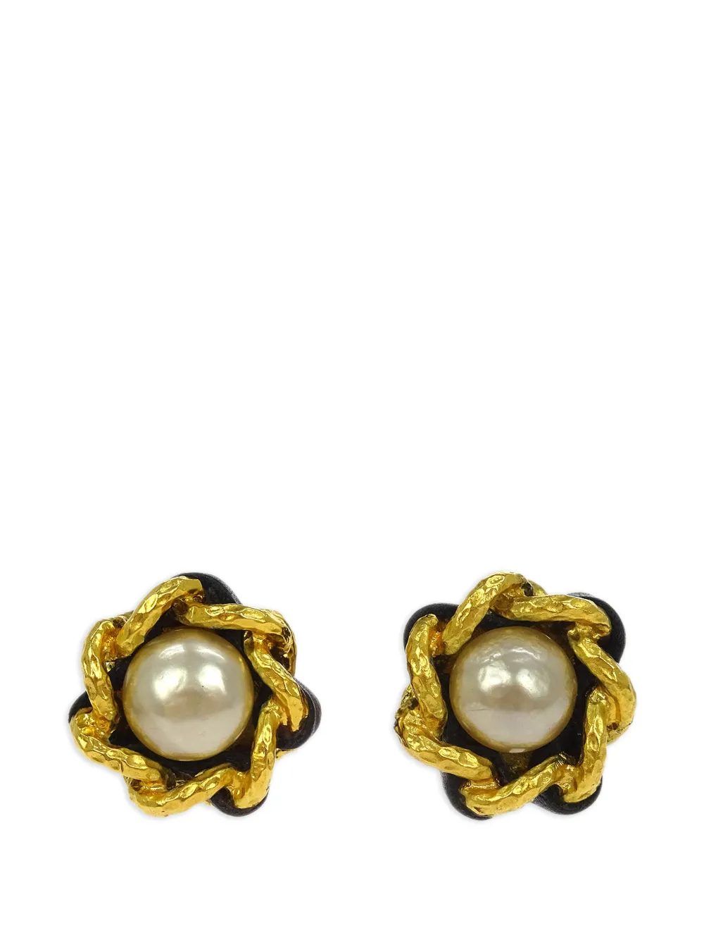 CHANEL Pre-Owned Orecchini a clip con perle sintetiche 1993 - Oro