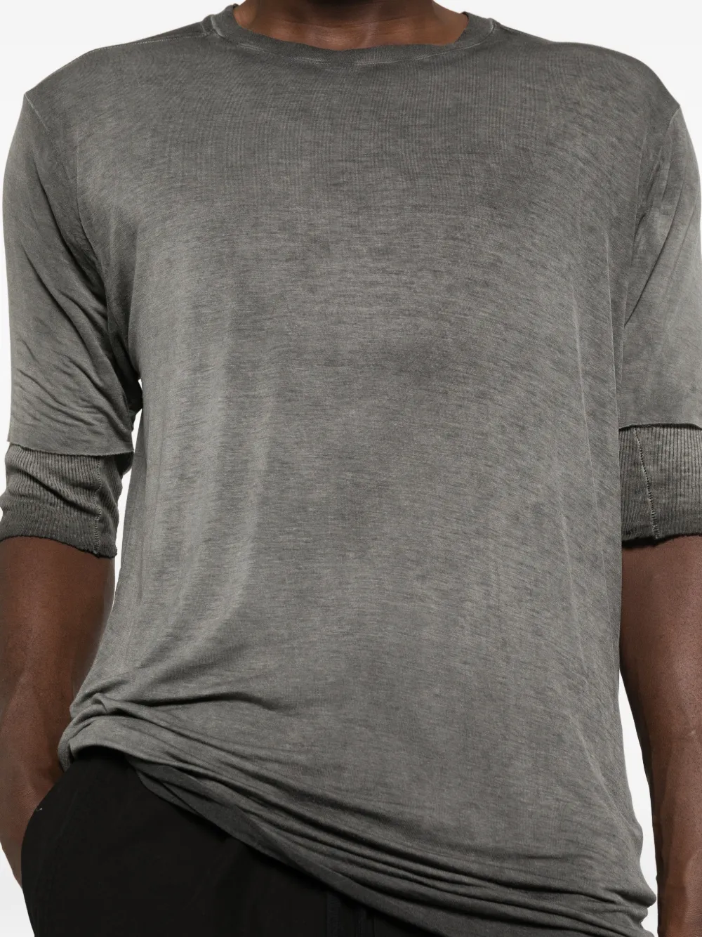Thom Krom Geribbeld T-shirt met korte mouwen Grijs