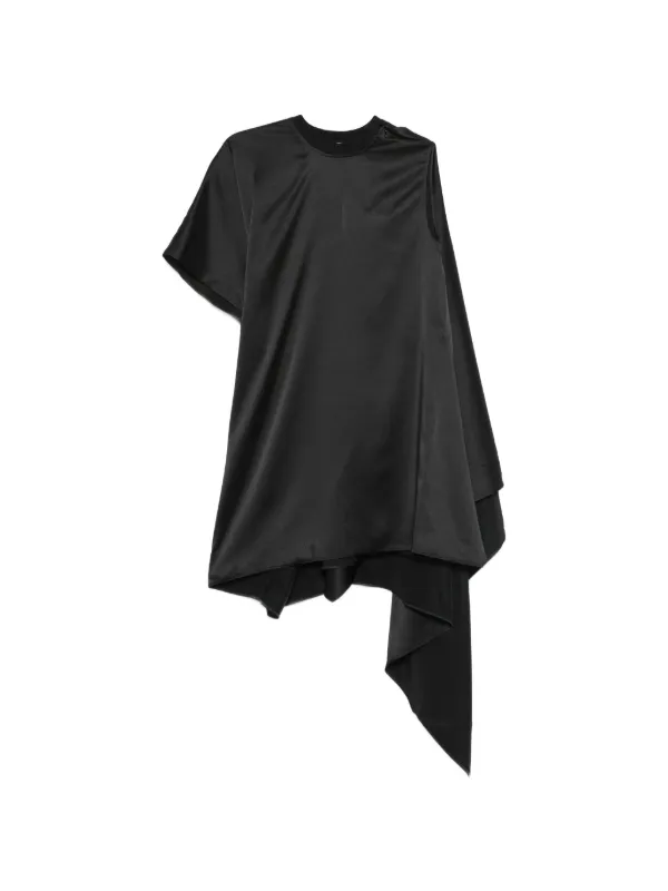 coperni asymmetric draped mini dress | Black Barbie: Out Out The short length keeps Lining Color:Ivory Pink Satin Crisscross Backless