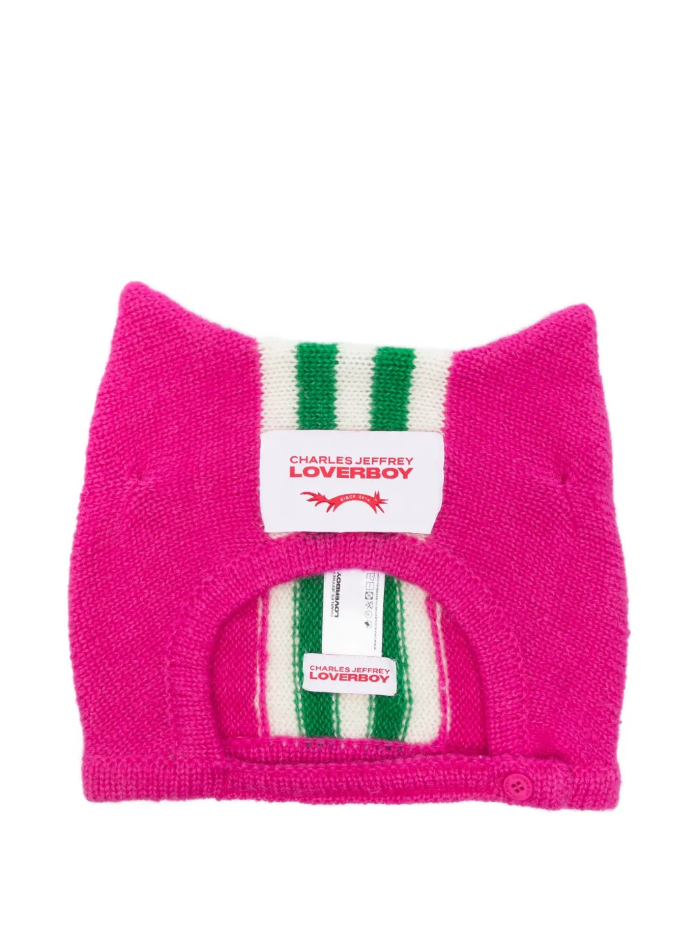 Charles Jeffrey Loverboy ears striped beanie hat - Rosa