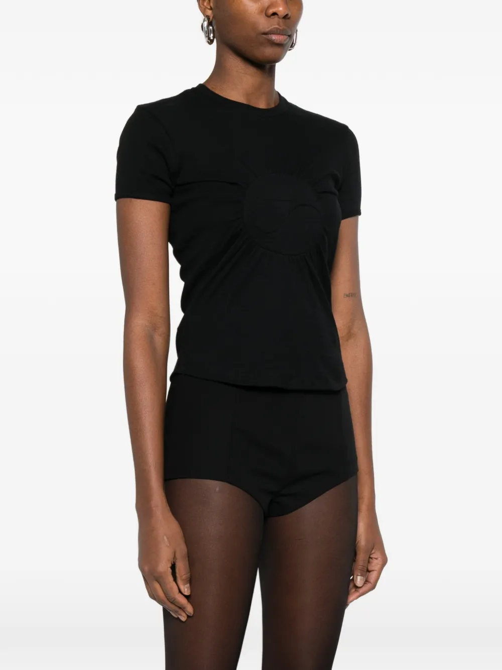 Coperni Gathered-detail T-shirt in Black, view 3