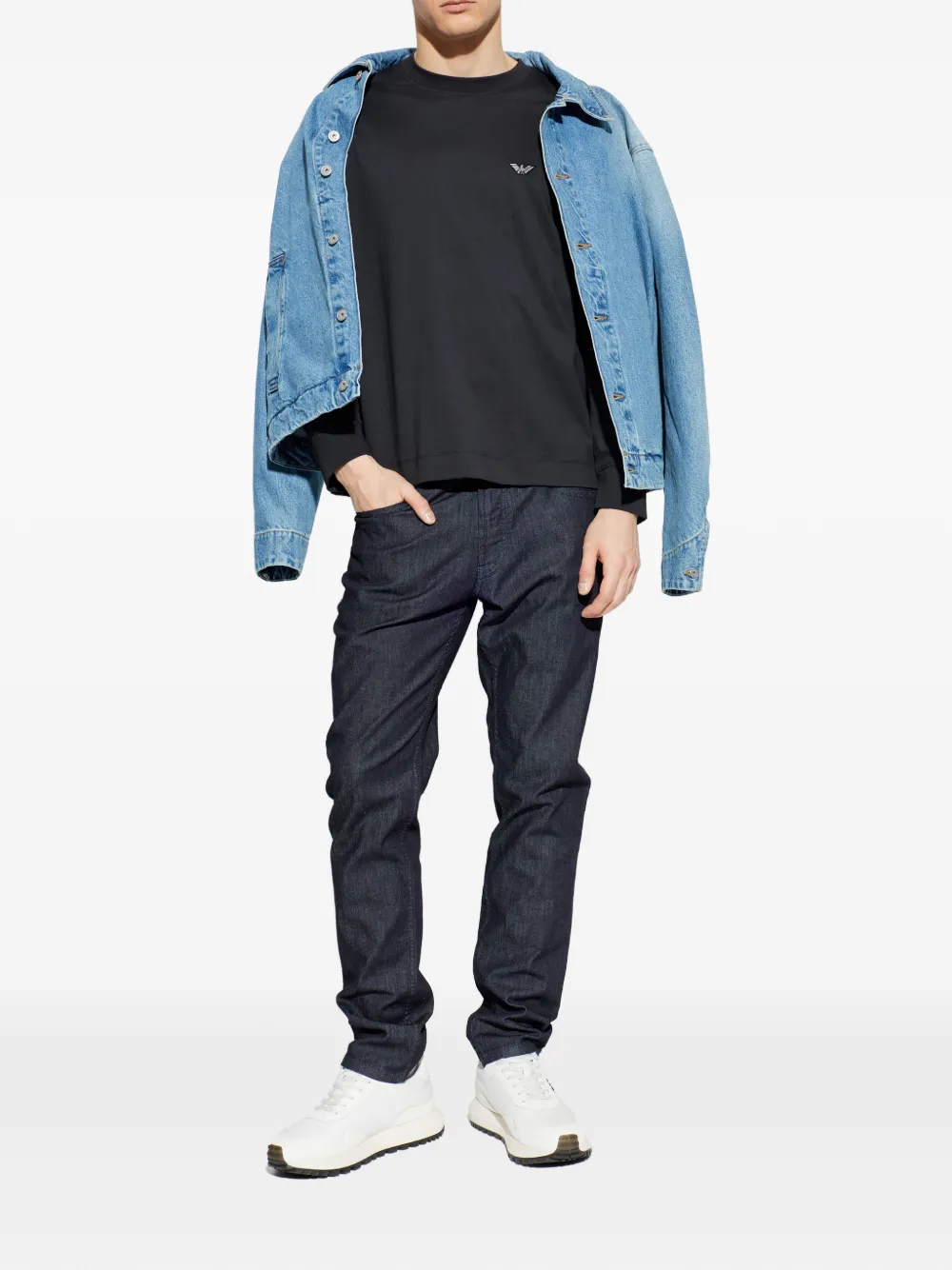Emporio Armani T-shirt met lange mouwen Zwart