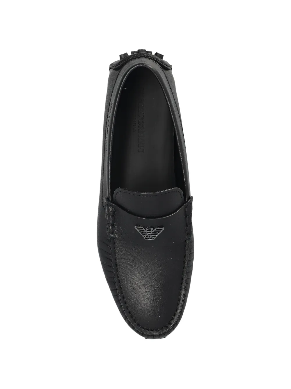 Emporio Armani Leren loafers Zwart