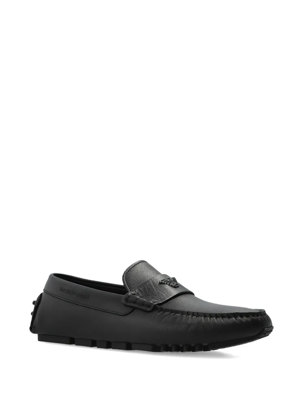 Emporio Armani Leren loafers Zwart