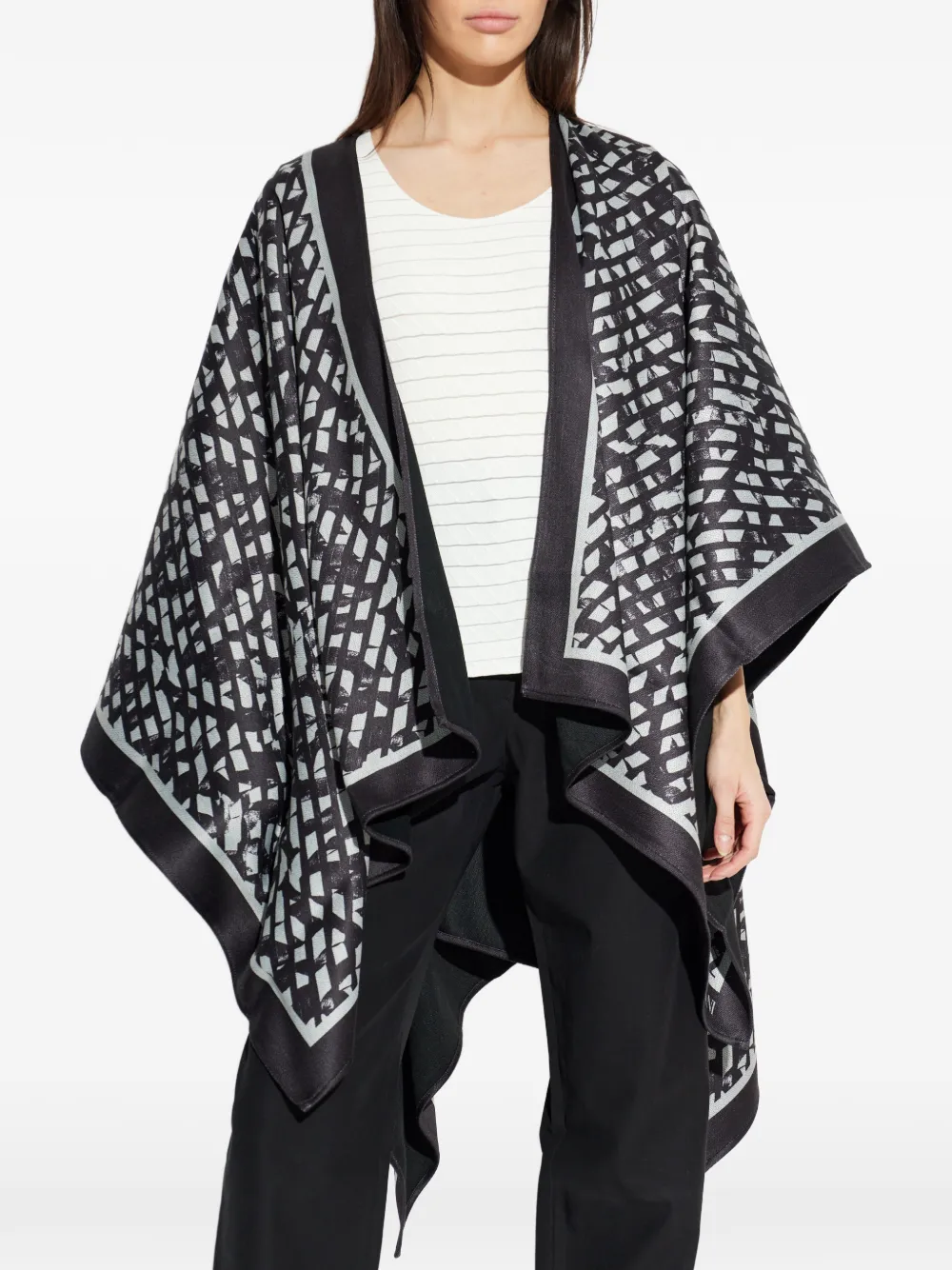  Emporio Armani Patterned Cape - Black 