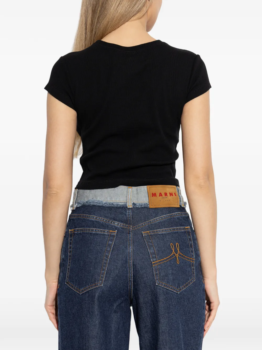 orb-embroidered crop top