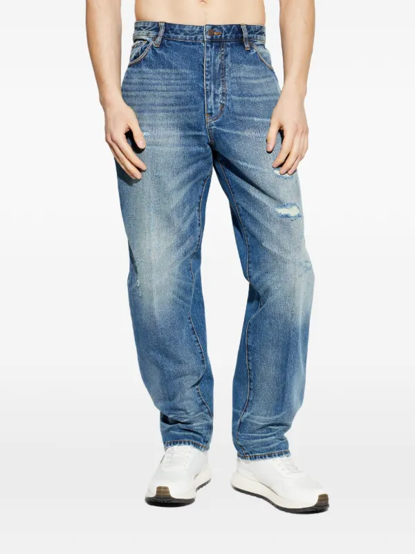 Emporio Armani ダメージ ジーンズ | ブルー | FARFETCH JP