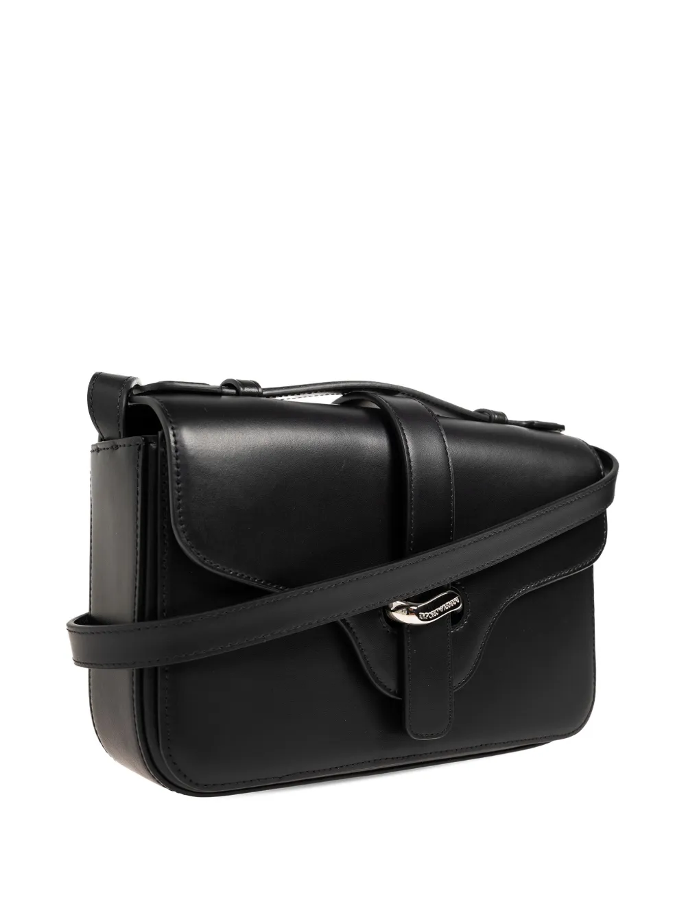 Emporio Armani Leren schoudertas Zwart