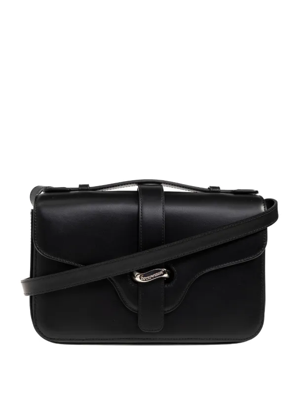 Emporio Armani Top-handle Bag in Smooth Leather with a Metal Clasp in Black