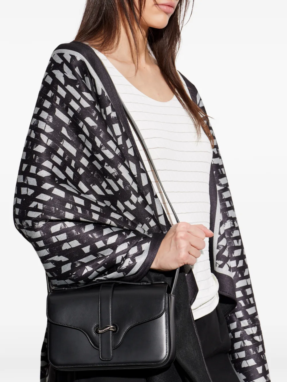 Emporio Armani Leren schoudertas Zwart