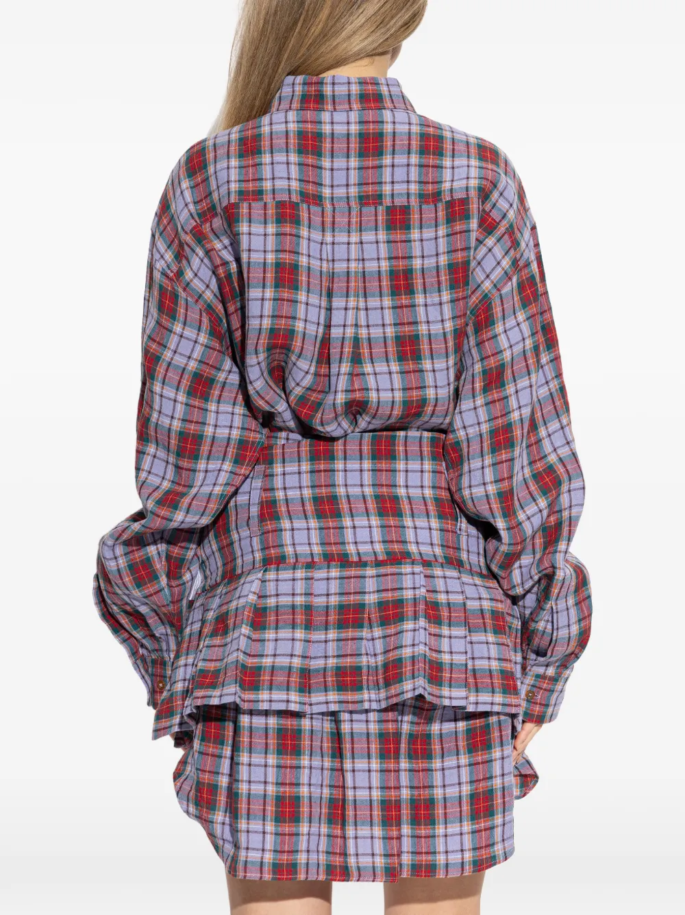 checked buttoned mini dress