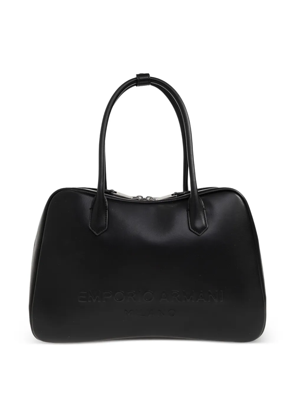 Emporio Armani top handle embossed tote bag - Black