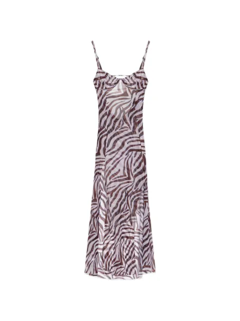Bond-eye zebra-print mesh maxi beach dress