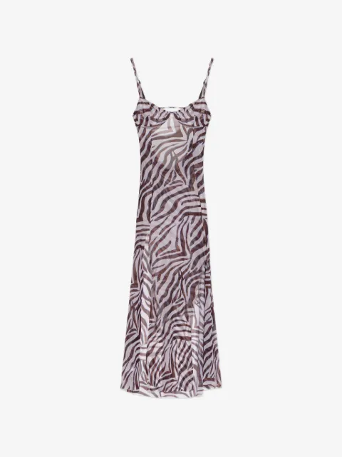Bond-eye zebra-print mesh maxi beach dress