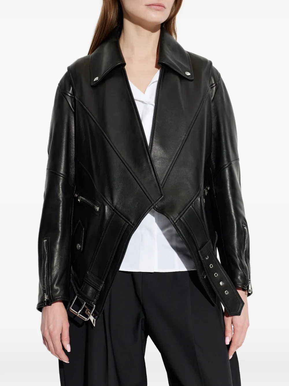  Givenchy Zip-up Lambskin Jacket - Black 