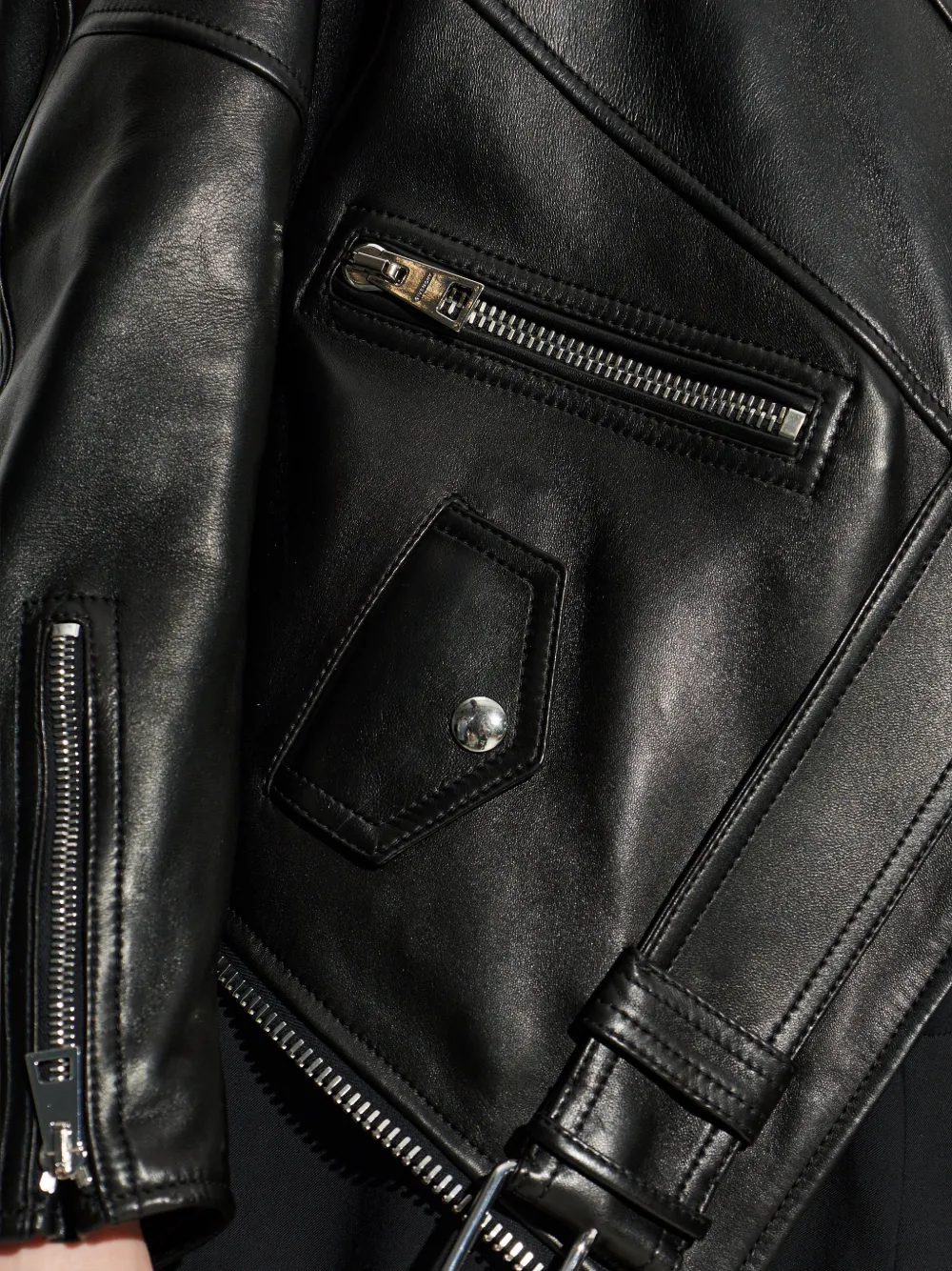 zip-up lambskin jacket
