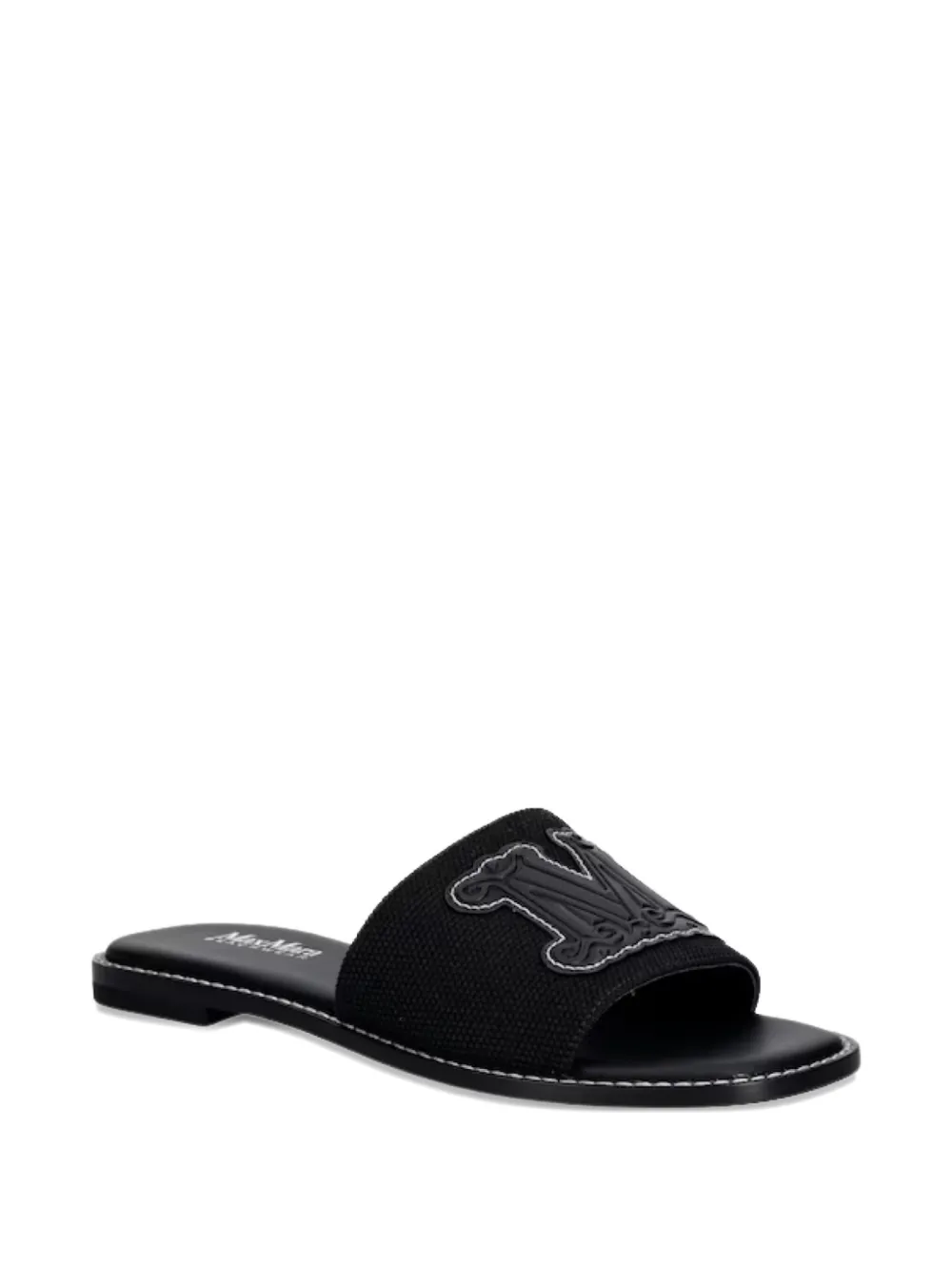 Max Mara Slippers met logo-applicatie Zwart