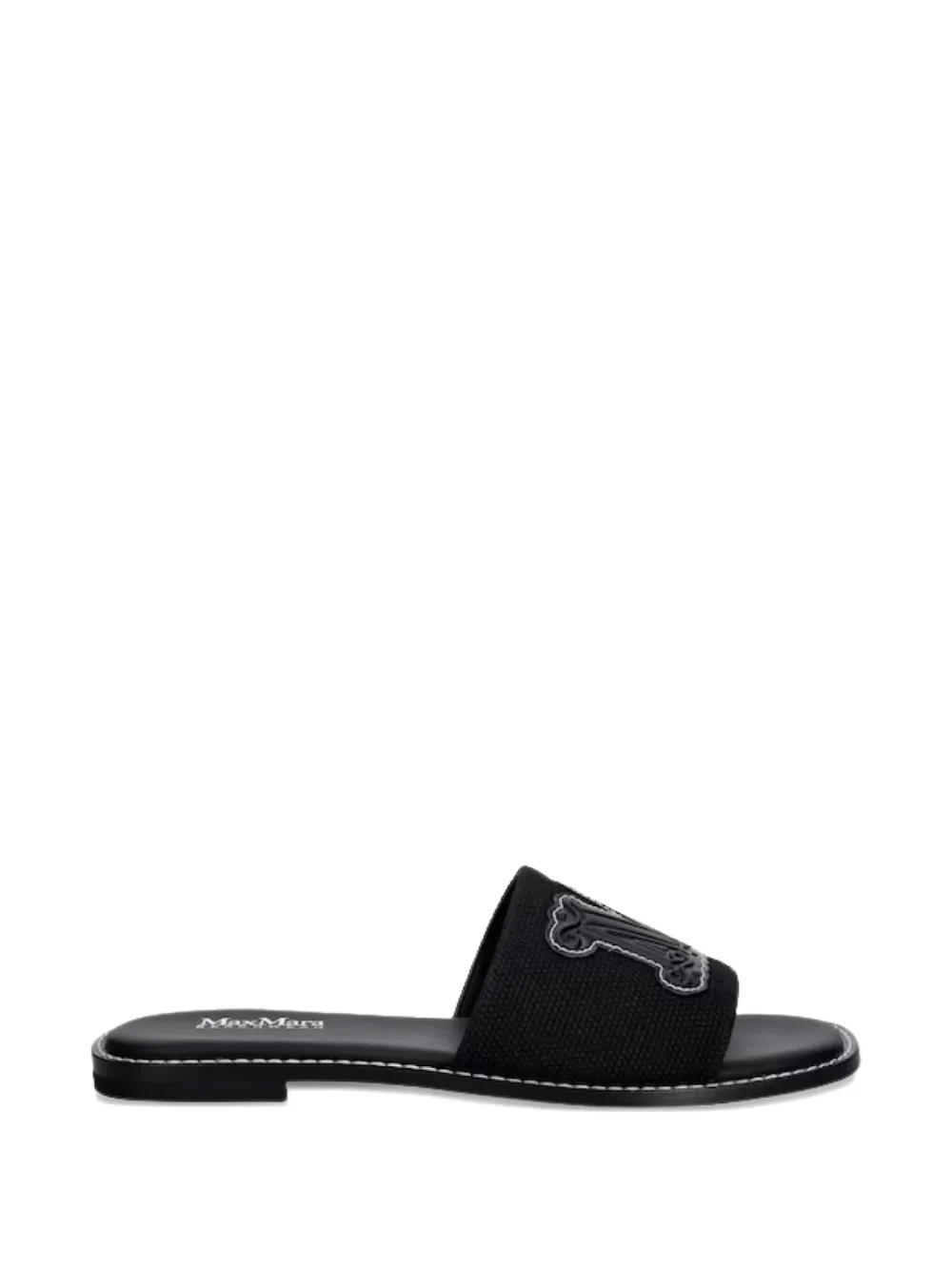Max Mara Slippers met logo-applicatie Zwart
