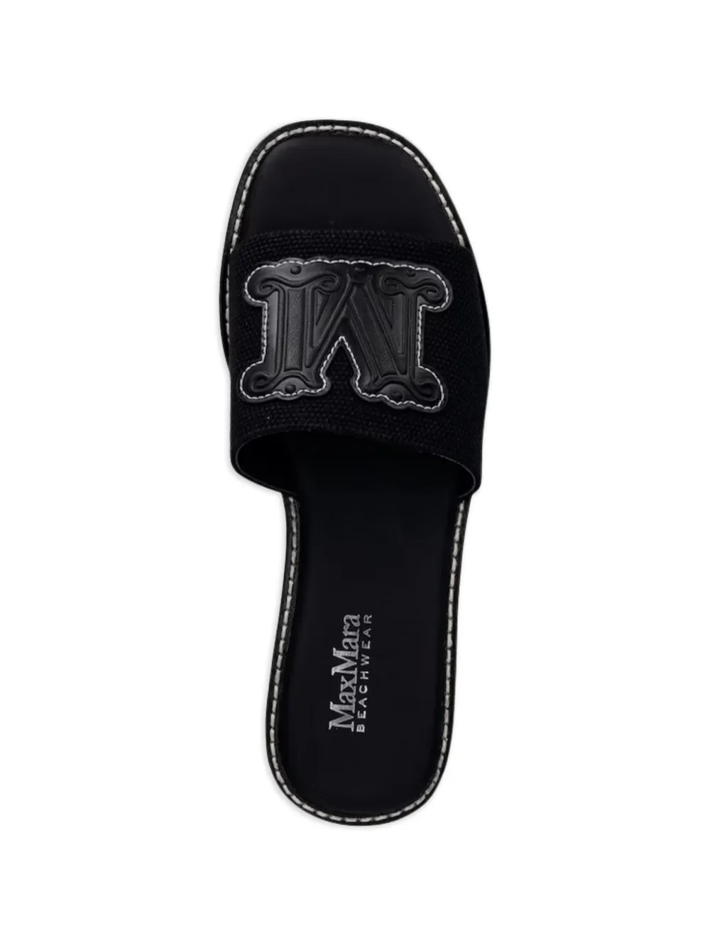 Max Mara Slippers met logo-applicatie Zwart