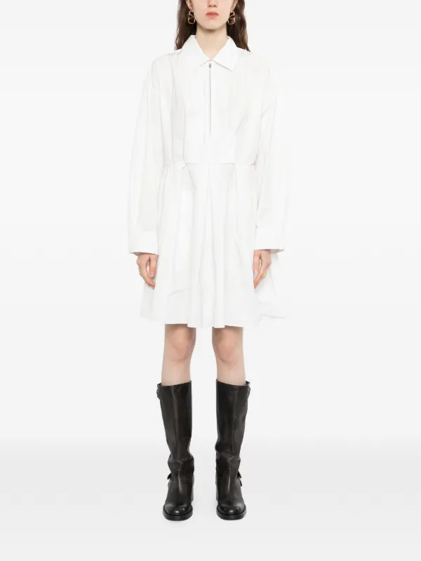drawstring a line dress JNBY A-line | White Color:Neon Orange