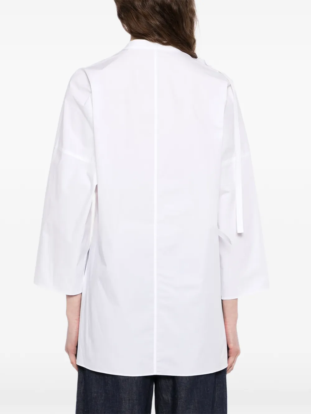 LESS Zijden blouse met gewelfde afwerking Wit