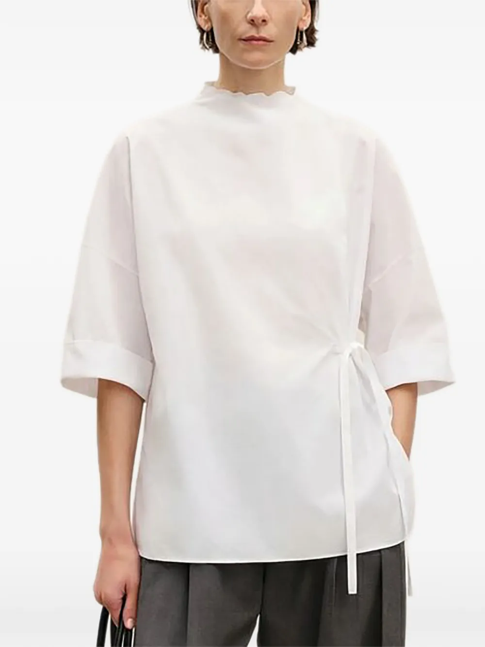 LESS scalloped-edge blouse - Bianco