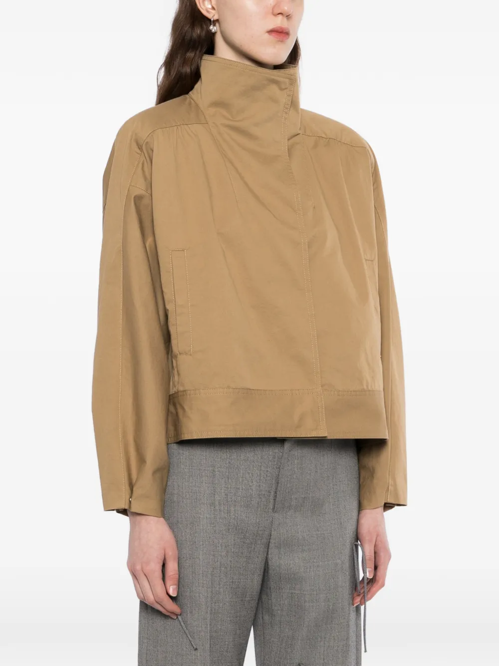  Jnby Stand-collar Twill Jacket - Neutrals 