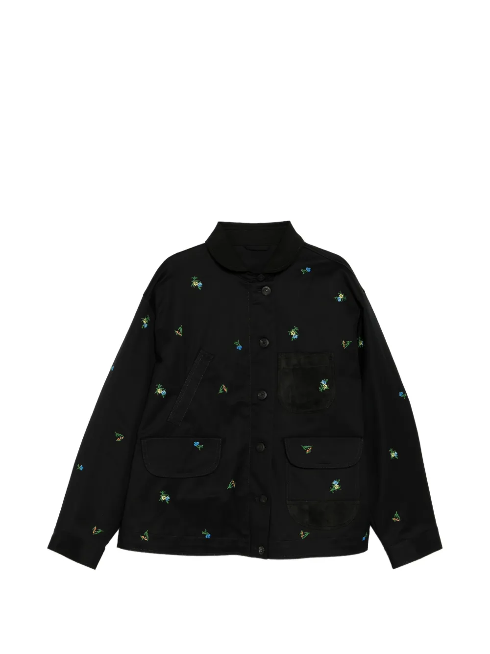 JNBY floral-embroidered long-sleeve jacket - Nero