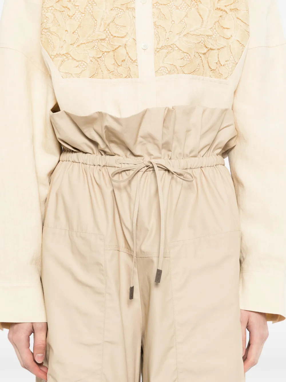 LESS Broek met poftaille Beige