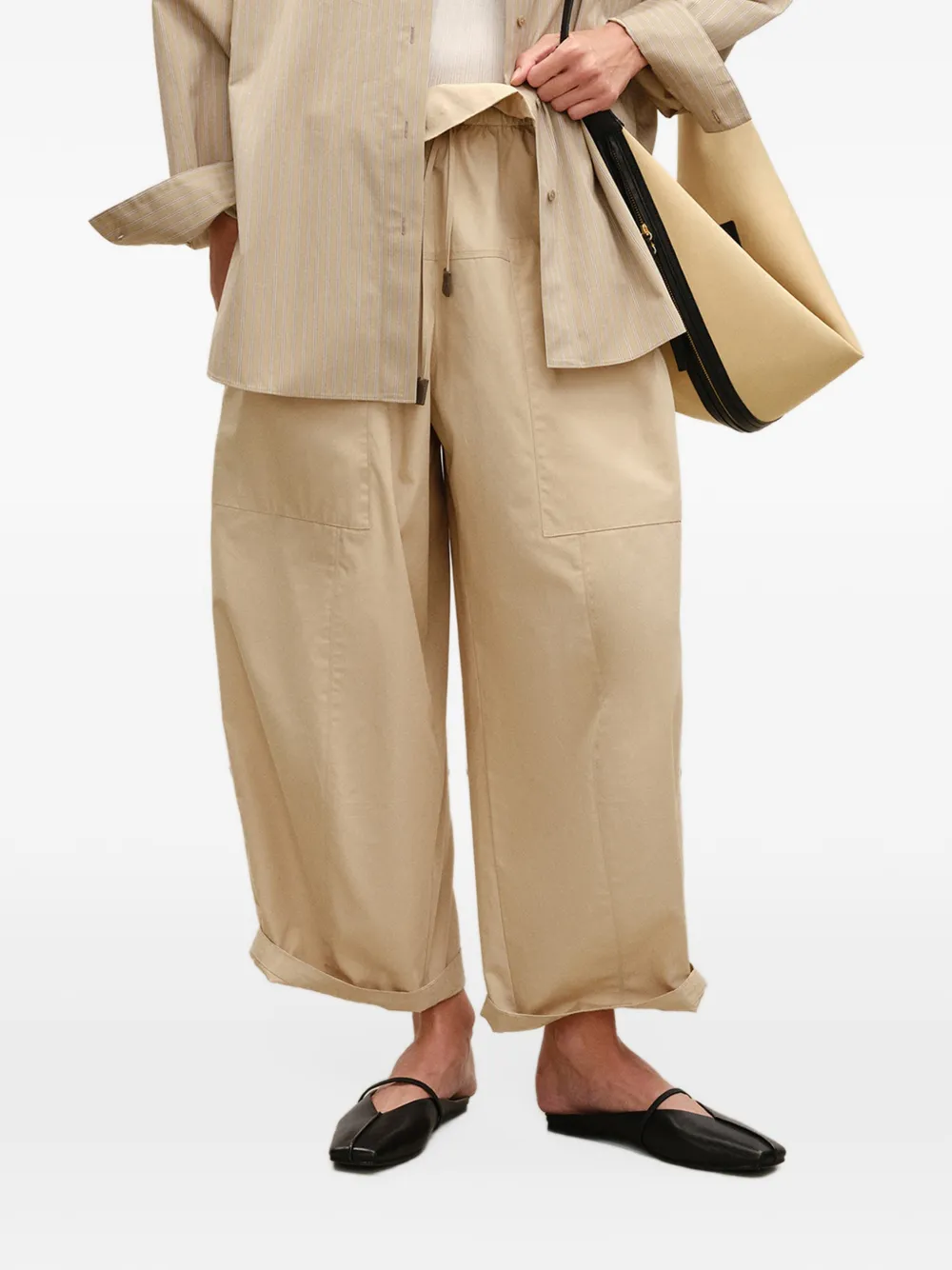 LESS Broek met poftaille Beige