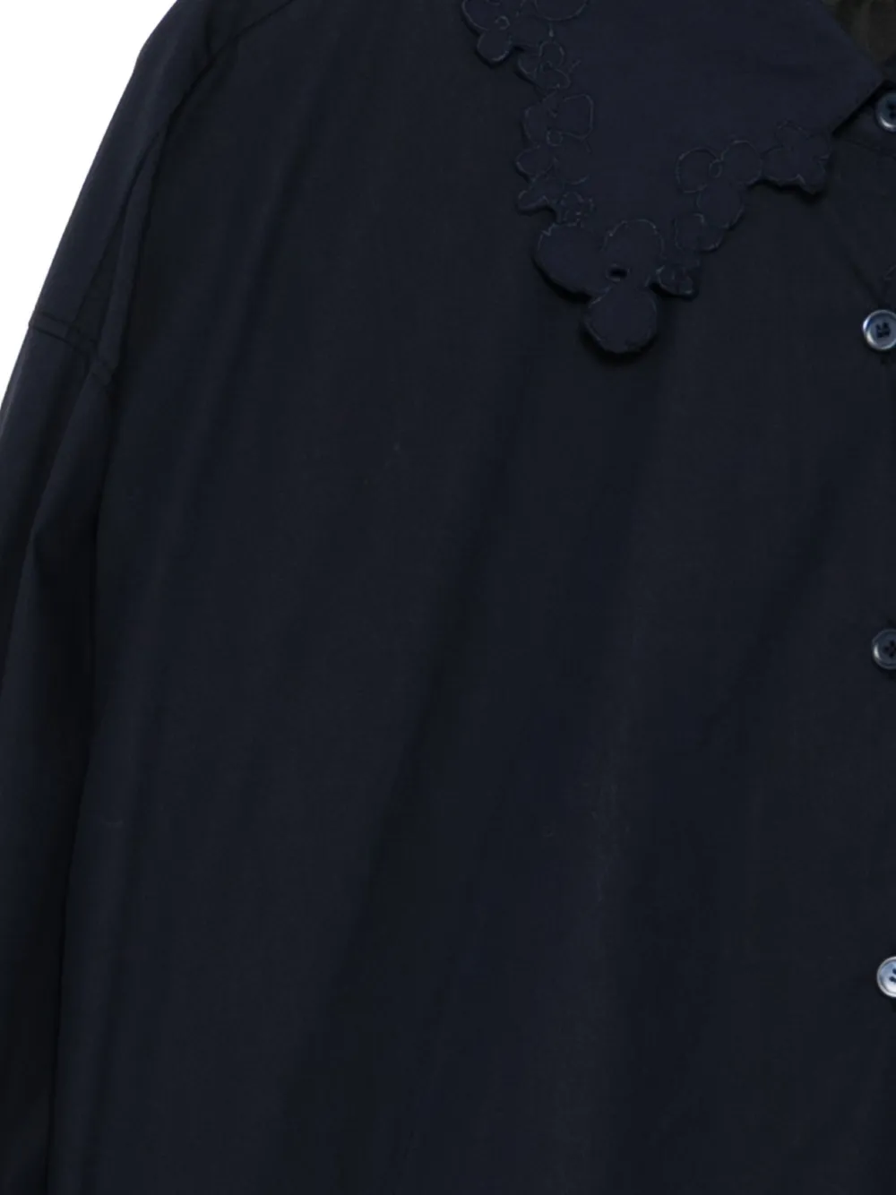  Jnby Floral-embroidered Shirt - Blue 