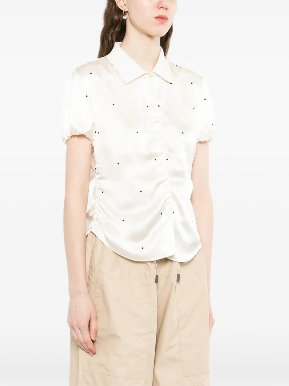  Less Polka Dot Silk Blouse - White 