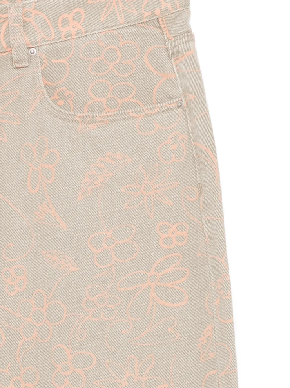 Floral-Print Jeans